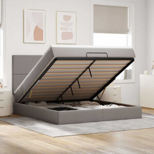 vidaXL Ottoman bed met matras en LED's 160x200cm stof taupe