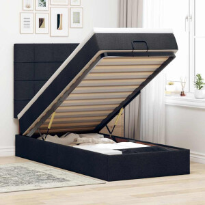 vidaXL Ottoman bed met matras en LED's 90x200cm stof zwart