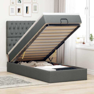 vidaXL Bed poef met matras en LED's 90x200 cm stof donkergrijs