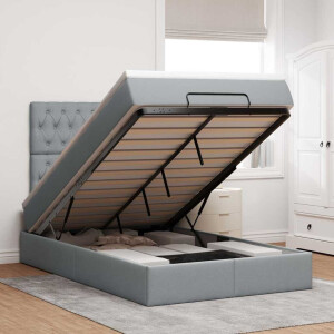 vidaXL Ottoman bed met matras en LED's 120x200cm stof lichtgrijs