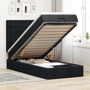 vidaXL Ottoman bed met matras en LED's 100x200cm stof zwart