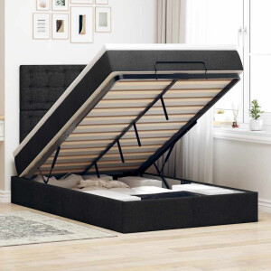 vidaXL Ottoman bed met matras en LED's 120x190 cm stof zwart