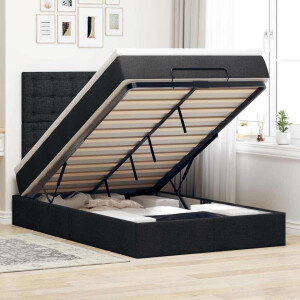 vidaXL Ottoman bed met matras en LED's 120x200cm stof zwart