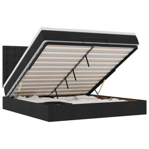 vidaXL Ottoman bed met matras en LED's 160x200cm stof zwart