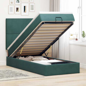 vidaXL Ottoman bed met matrassen en LED's 80x200cm fluweel donkergroen