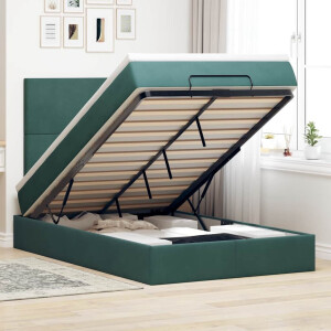 vidaXL Ottoman bed met matrassen en LED's 120x190cm fluweel
