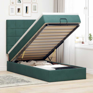 vidaXL Ottoman bed met matrassen en LED's 80x200cm fluweel donkergroen
