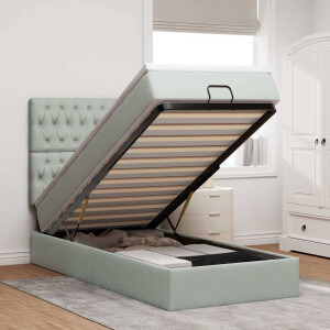 vidaXL Ottoman bed met matrassen en LED's 80x200cm fluweel lichtgrijs