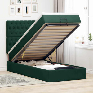 vidaXL Ottoman bed met matrassen en LED's 90x200cm fluweel donkergroen