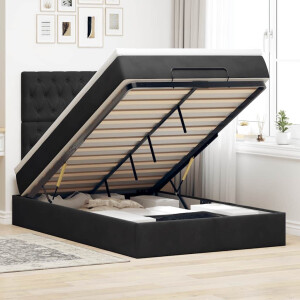 vidaXL Ottoman bed met matrassen en LED's 120x200cm fluweel zwart