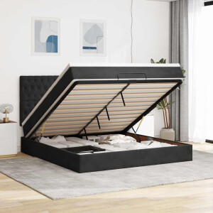 vidaXL Ottoman bed met matrassen en LED's 180x200cm fluweel zwart