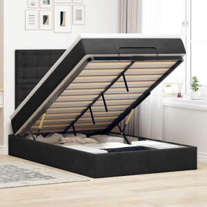 vidaXL Ottoman bed met matrassen en LED's 120x200cm fluweel zwart