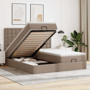 vidaXL Ottoman bed met matrassen en LED's 200x200cm kunstleer