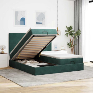 vidaXL Ottoman bed met matrassen en LED's 160x200cm fluweel