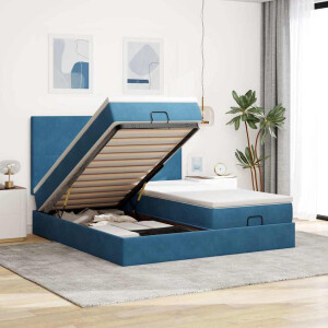 vidaXL Ottoman bed met matrassen en LED's 180x200cm fluweel