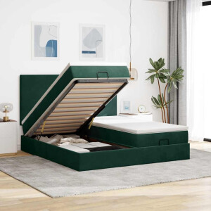 vidaXL Ottoman bed met matrassen en LED's 200x200cm fluweel