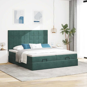 vidaXL Ottoman bed met matrassen en LED's 180x200cm fluweel