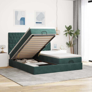 vidaXL Ottoman bed met matrassen en LED's 160x200cm fluweel