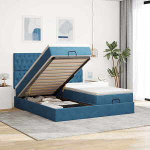 vidaXL Ottoman bed met matrassen en LED's 160x200cm fluweel