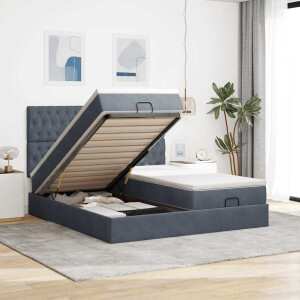 vidaXL Ottoman bed met matrassen en LED's 200x200cm fluweel