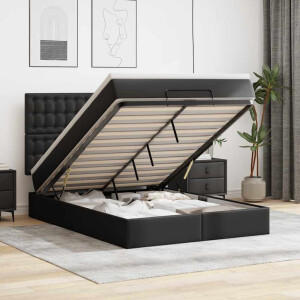 vidaXL Ottoman bed met matrassen en LED's 160x200cm fluweel lichtgrijs