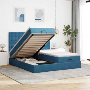 vidaXL Ottoman bed met matrassen en LED's 160x200cm fluweel