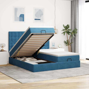 vidaXL Ottoman bed met matrassen en LED's 180x200cm fluweel
