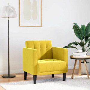 vidaXL Fauteuil met armleuningen geel 53 cm fluweel