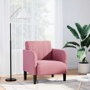 vidaXL Fauteuil met armleuningen 54 cm fluweel roze