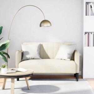 vidaXL Loveseat bank 109 cm fluweel crèmekleurig