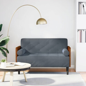 vidaXL Loveseat bank met bolsters donkergrijs 110 cm fluweel