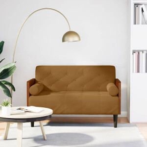 vidaXL Loveseat bank met bolsters bruin 110 cm fluweel
