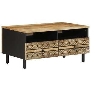 vidaXL Salontafel 80x54x40 cm massief ruw mangohout zwart