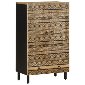 vidaXL Hoge kast 60x33,5x100 cm massief ruw mangohout