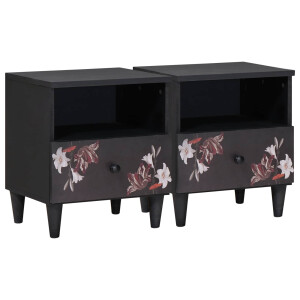 vidaXL Nachtkastje 2 pcs Bruin 40 x 33 x 46 cm Massief Mango Hout