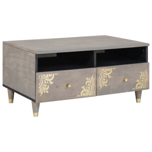 vidaXL Salontafel met lade Grijs 80 x 54 x 40 cm Massief Mango Hout