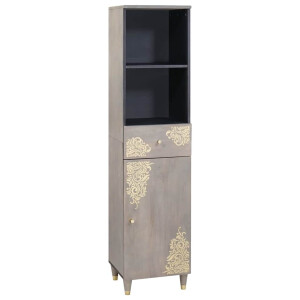 vidaXL Badkamerkast met lade Grijs 38 x 33 x 160 cm Massief Mango Hout