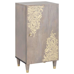 vidaXL Dressoir Grijs en Goud 40 x 33.5 x 75 cm Massief mangohout