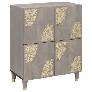 vidaXL Dressoir Grijs en Goud 60 x 33 x 75 cm Massief mangohout