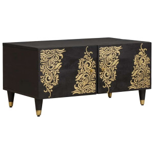 vidaXL Salontafel Zwart 80 x 50 x 40 cm Massief Mango Hout