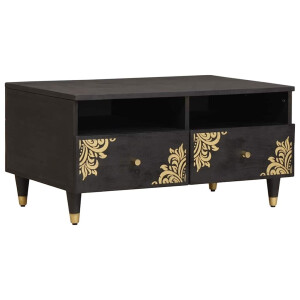 vidaXL Salontafel met lade Zwart 80 x 54 x 40 cm Massief Mango Hout