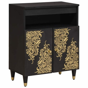 vidaXL Dressoir met plank Zwart 60 x 33 x 75 cm Massief Mango Hout