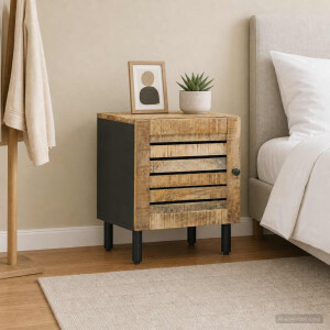 vidaXL Nachtkastje Naturel 40 x 33 x 46 cm Massief Mango Hout