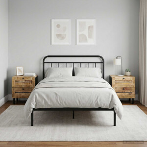 vidaXL Nachtkastje 2 st Naturel 40 x 33 x 46 cm Massief Mango Hout