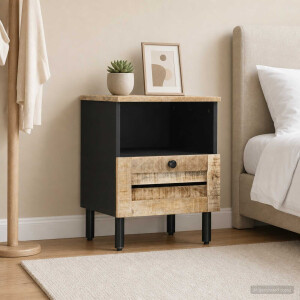 vidaXL Nachtkastje Naturel 40 x 33 x 46 cm Massief Mango Hout