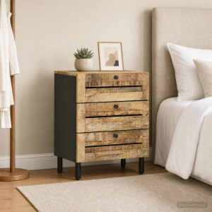 vidaXL Nachtkastje Naturel 50 x 33 x 62 cm Massief Mango Hout
