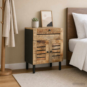 vidaXL Nachtkastje Naturel 50 x 33 x 60 cm Massief Mango Hout