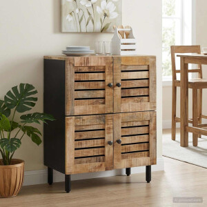 vidaXL Opslagkasten Naturel 60 x 33 x 75 cm Massief Mango Hout