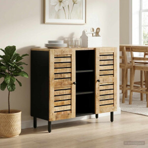 vidaXL Opslagkasten Naturel 90 x 33 x 75 cm Massief Mango Hout