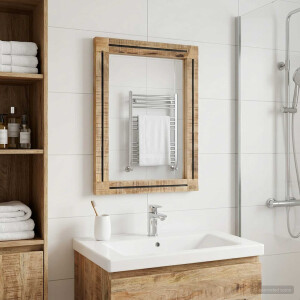 vidaXL Spiegel Wandgemonteerd Bruin en zwart 70 x 50 x 3 cm Glas